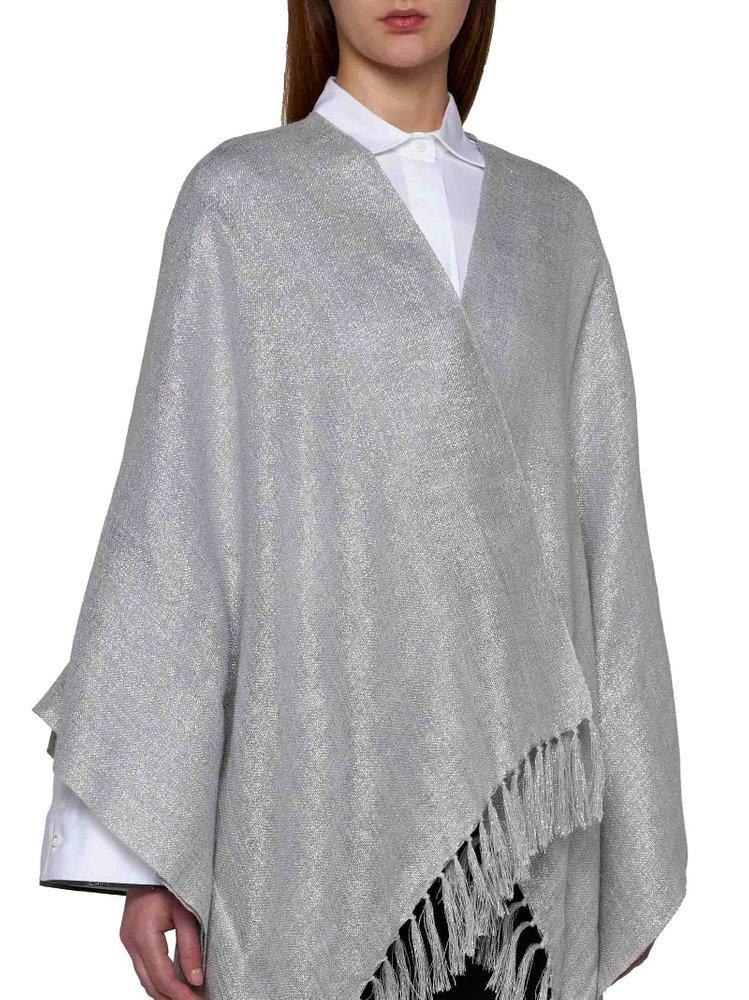 Brunello Cucinelli frayed hem cape - Grey
