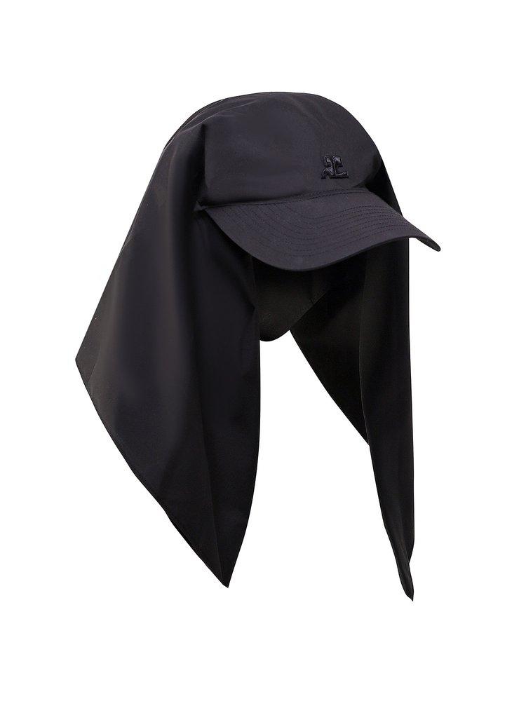 Courreges Logo Detailed Baseball Cap in Black | Lyst