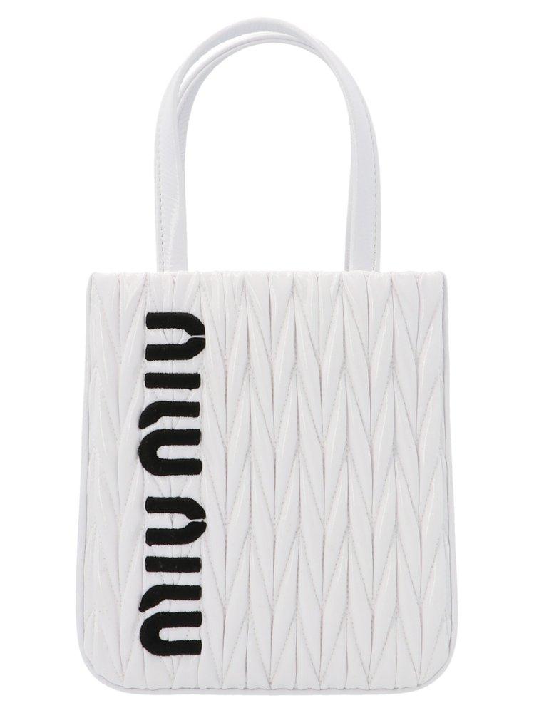 Miu Miu Logo Detailed Tote Bag in White Lyst