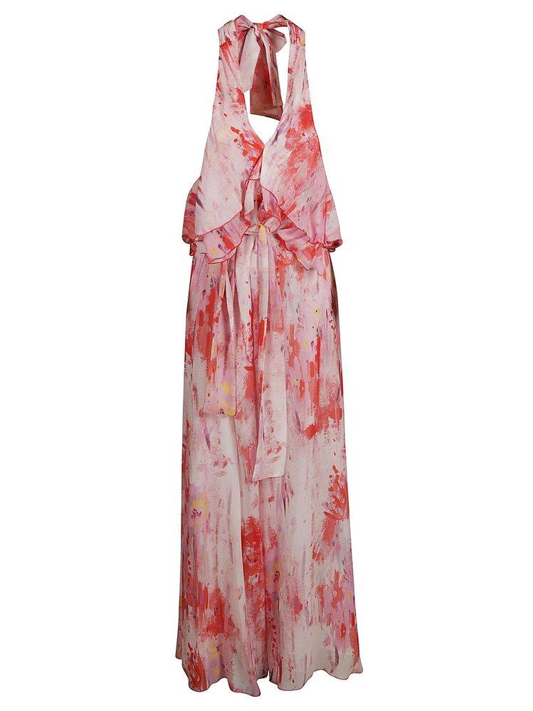 MSGM Ruffled Sleeveless Long Length Dress in Red Lyst