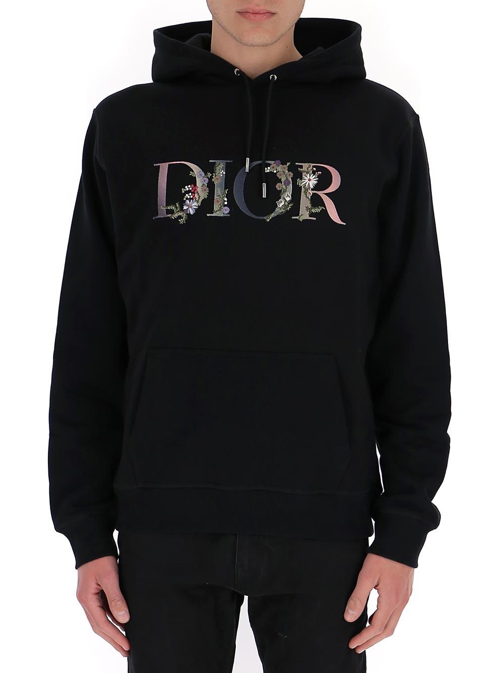 Dior Flower Logo Hoodie in Black for Men | Lyst