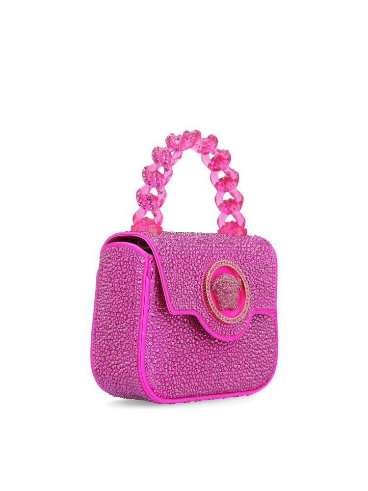 Versace La Medusa Embellished Mini Tote Bag in Pink