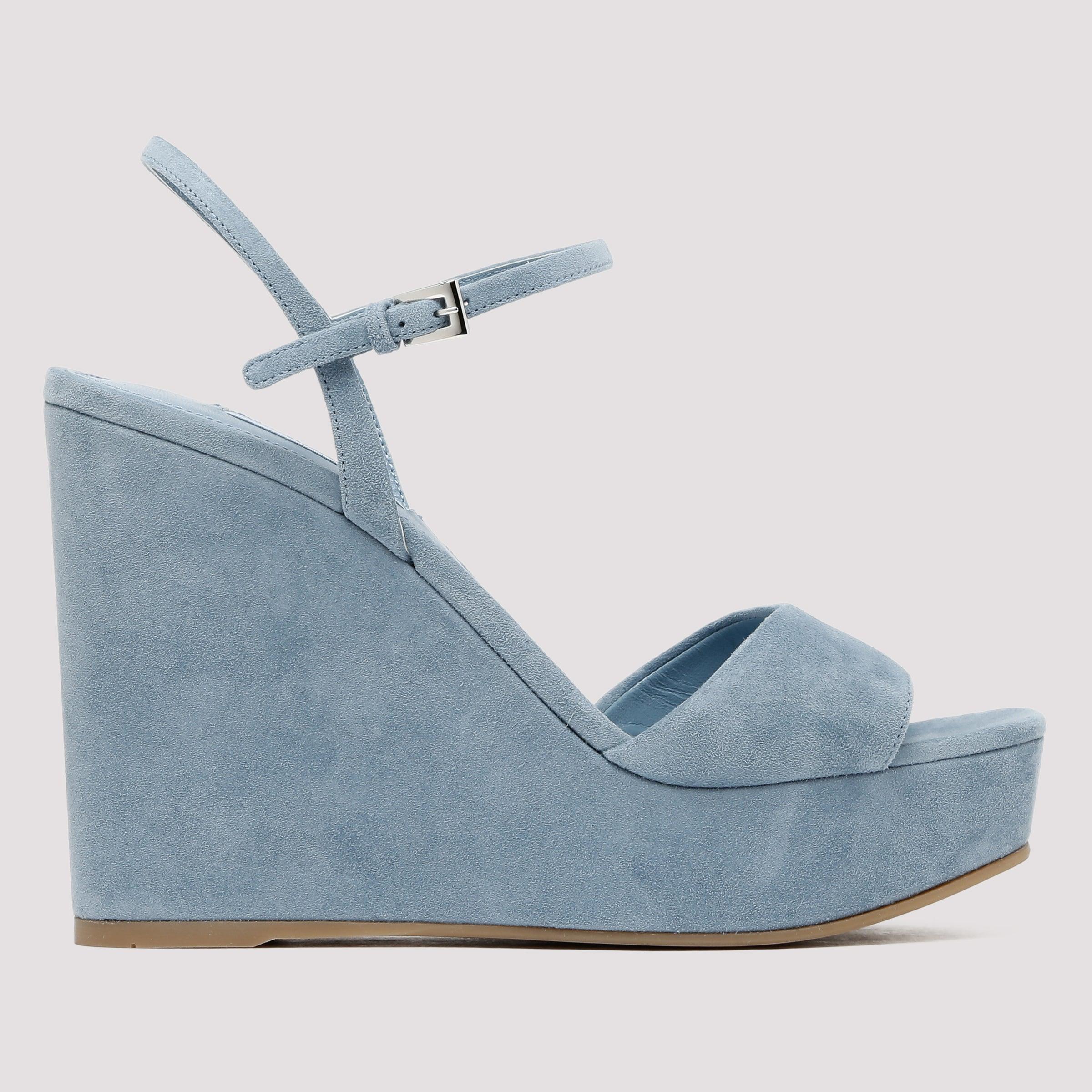 Prada Light Blue Suede Platform Sandals 40 - Lyst