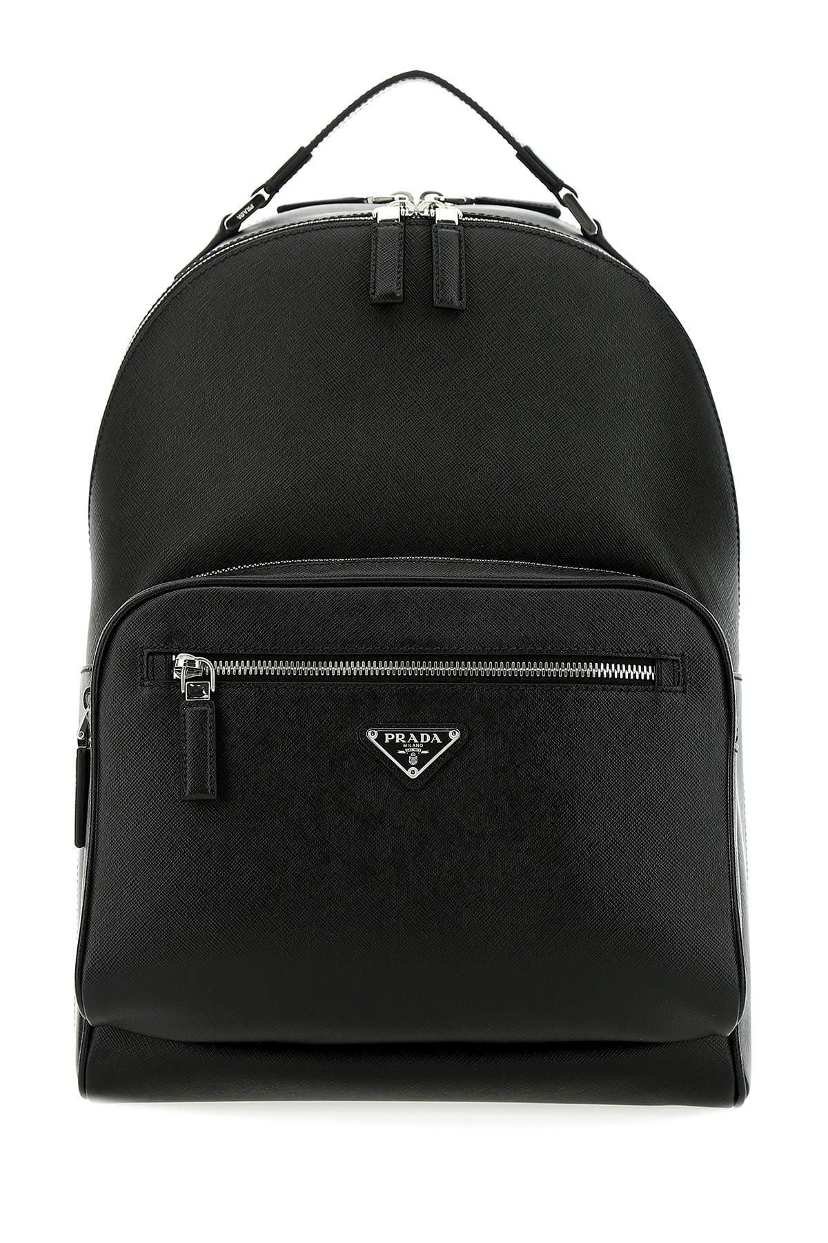 Prada logo plaque backpack sale