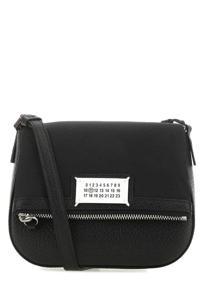 Maison Margiela Logo-patch Zip Detailed Shoulder Bag in Black | Lyst