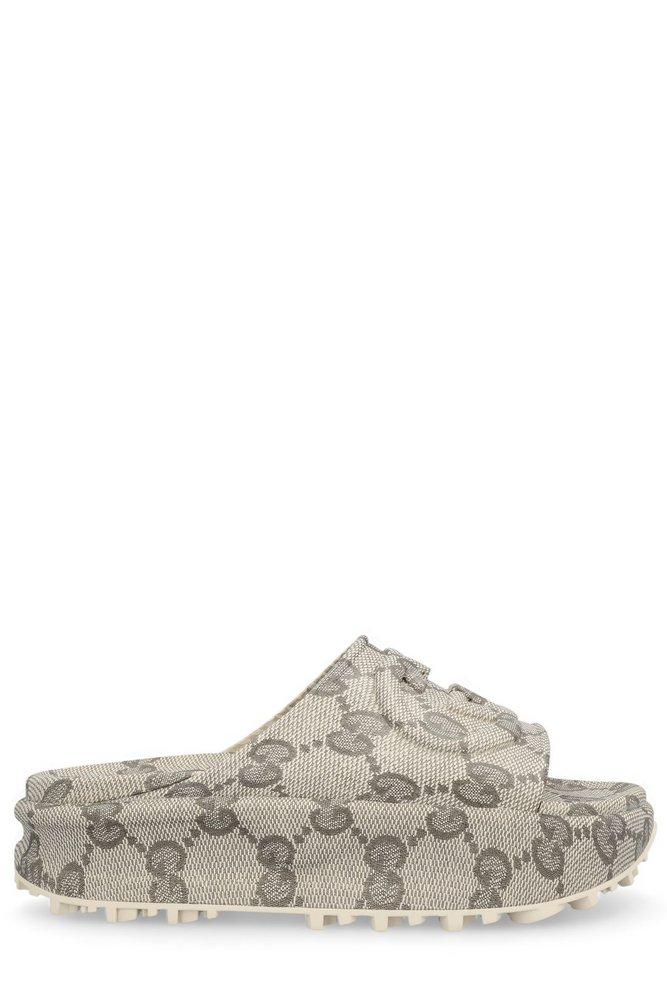 Gucci Interlocking G Platform Sandals in Gray | Lyst