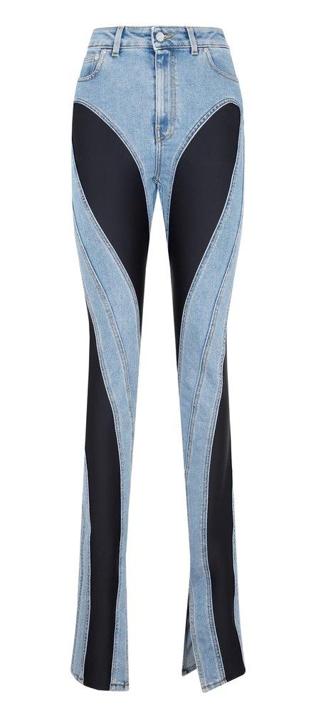 Mugler Bi-material Spiral Skinny Jeans in Blue | Lyst
