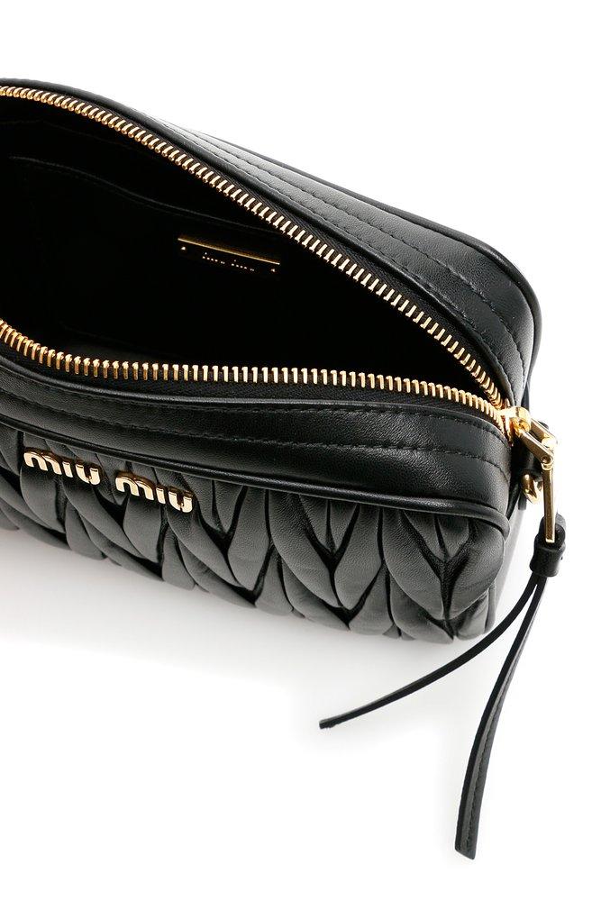 Miu Miu Matelassé Chain Strap Shoulder Bag in Black
