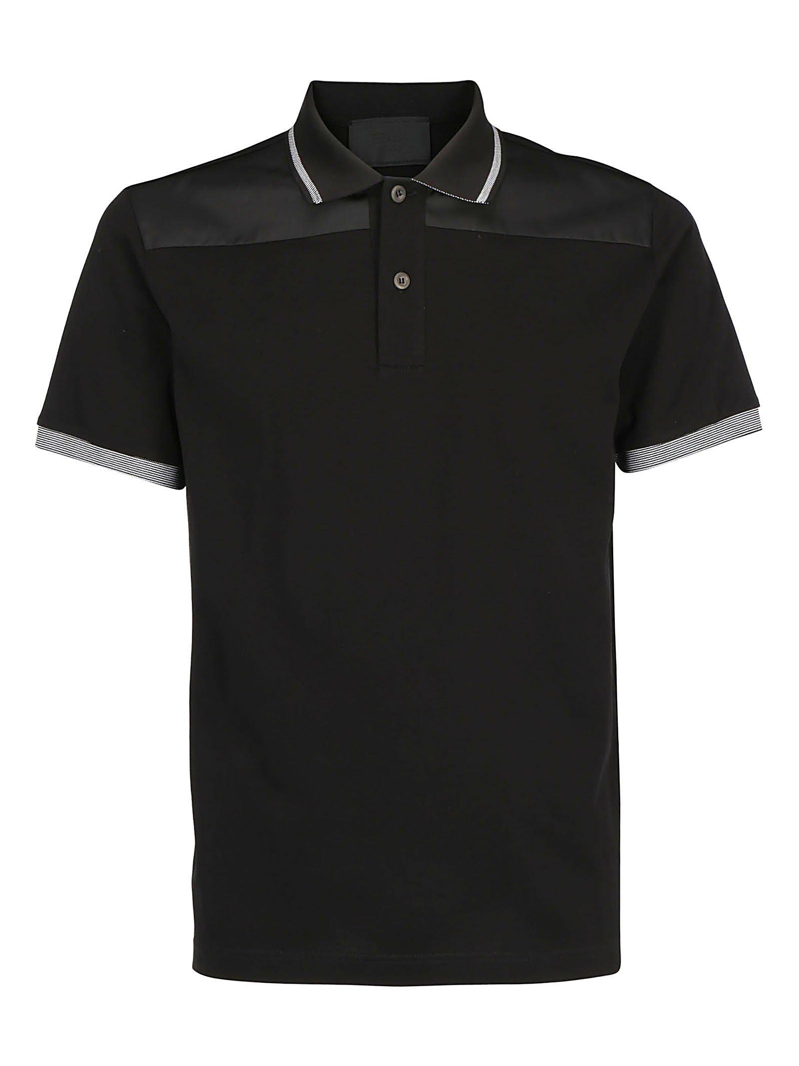 Prada Cotton Panelled Detail Polo Shirt in Black for Men Lyst