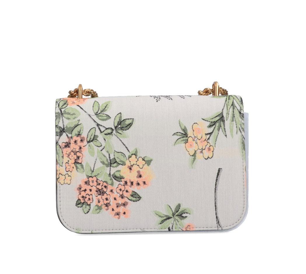 Tory Burch Floral Bird Printed Foldover Shoulder Bag