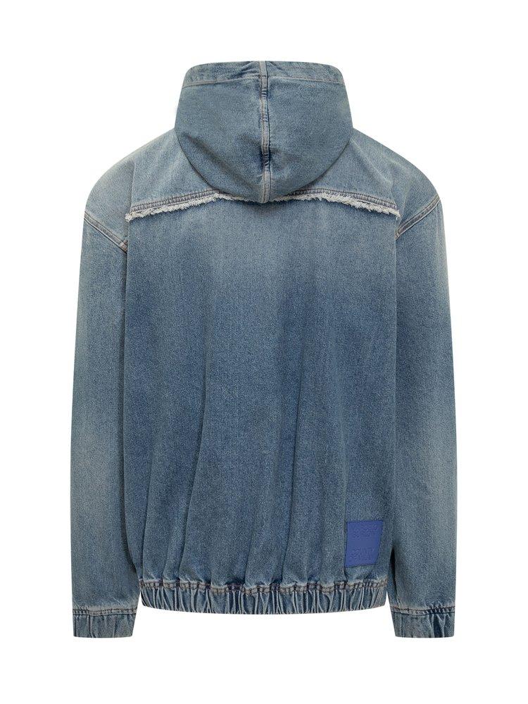 Marcelo Burlon County of Milan fringed denim hooded jacket - Blue