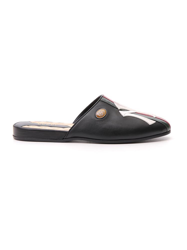 Gucci Leather Ny Yankees Patch Slides in Black Lyst