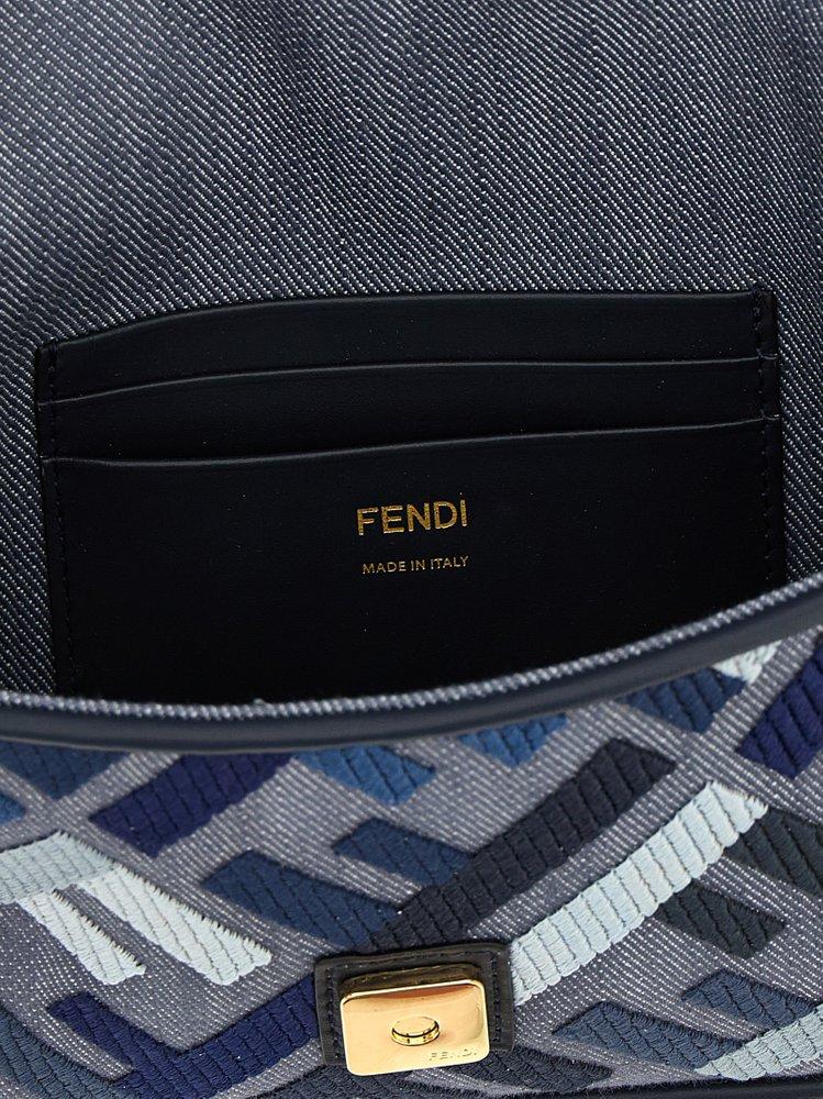 Fendi Baguette Ff Embroidered Mini Tote Bag in Blue | Lyst