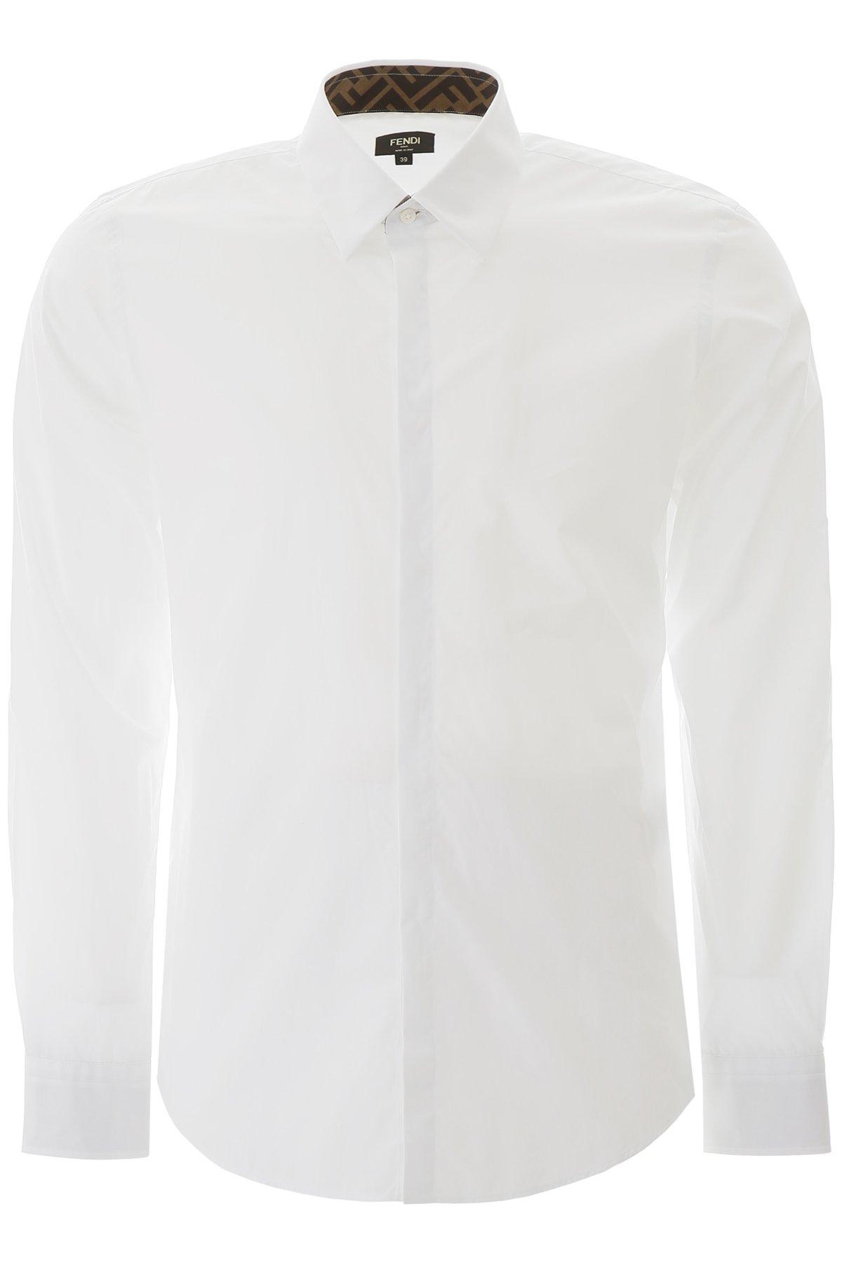 Fendi Shirt With Silk Ff Logo in White for Men - Lyst