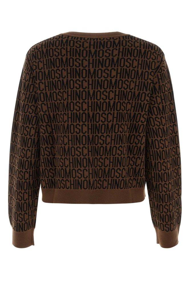 Moschino monogram-jacquard Crew Neck Jumper - Brown