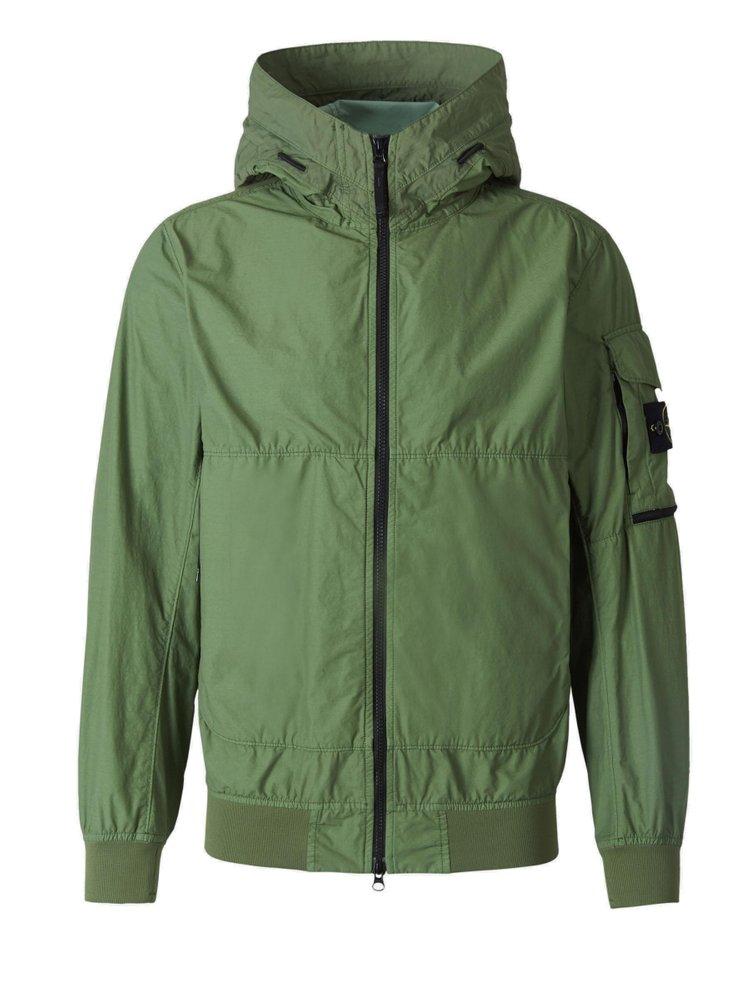 Stone Island Compass Zip-up Hooded Jacket in Green for Men | Lyst