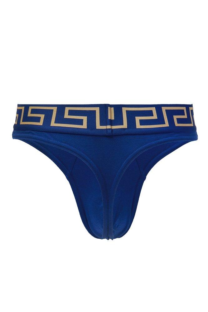 Versace Greca Border Thong Briefs in Blue for Men