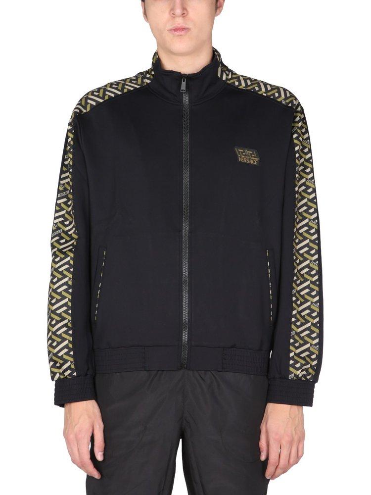 Versace Greca Printed Zipped Track Jacket in Black for Men Lyst