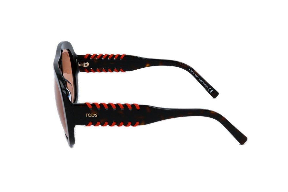 Tod's Tortoise Shell Pilot Frame Sunglasses in Black | Lyst
