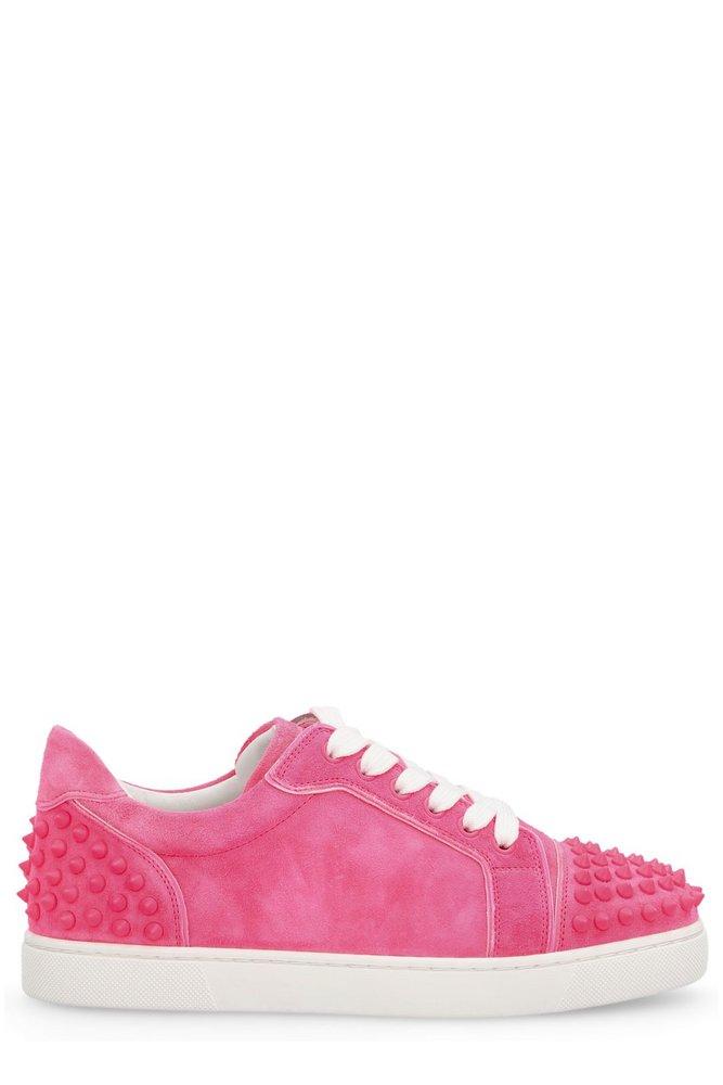 Christian Louboutin Pink Patent Leather and Suede Vieira Spikes