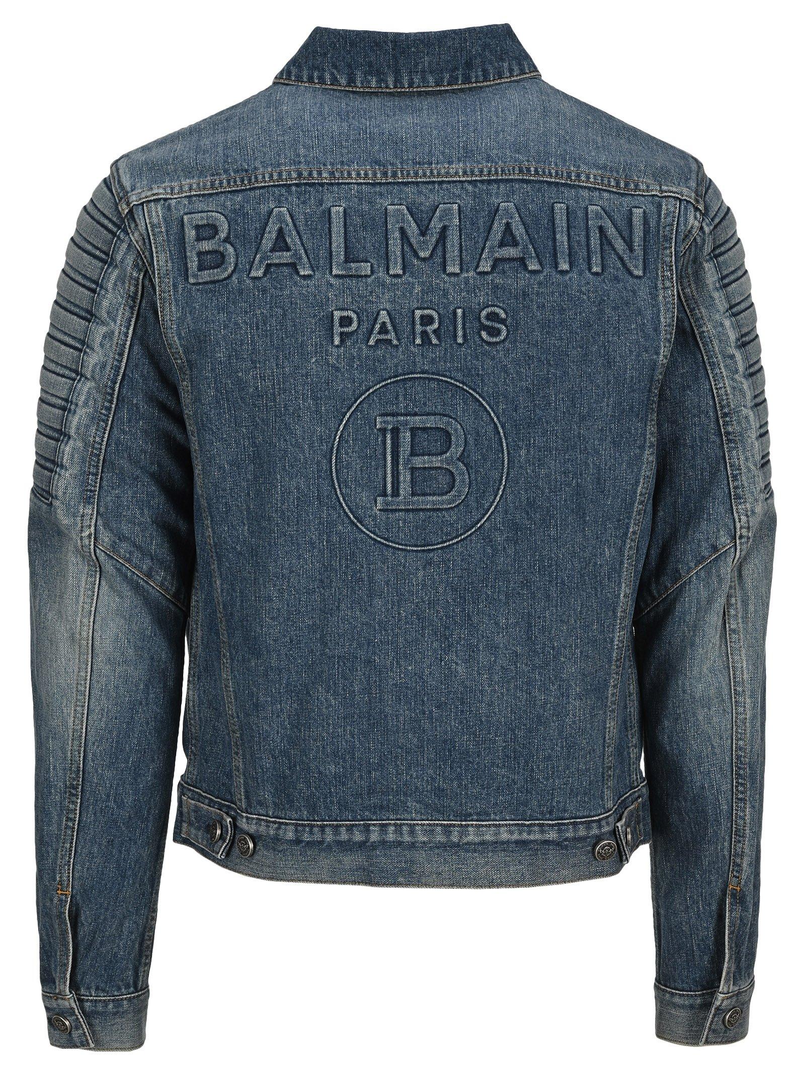 Balmain Zipped Detail Denim Jacket in Blue for Men Lyst