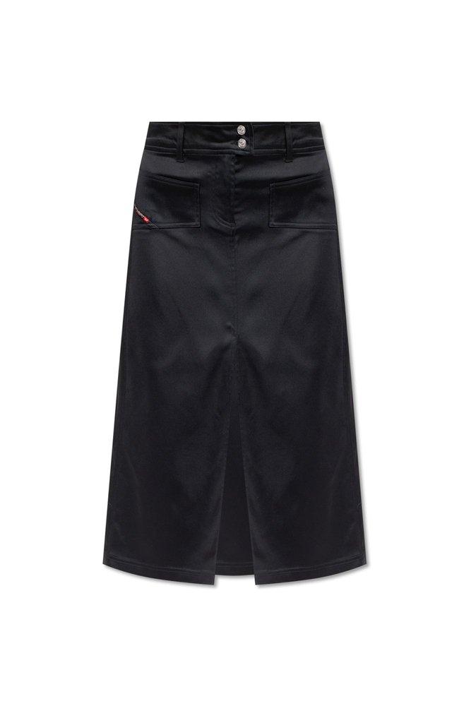Black Grace corset-waist faux-leather maxi skirt