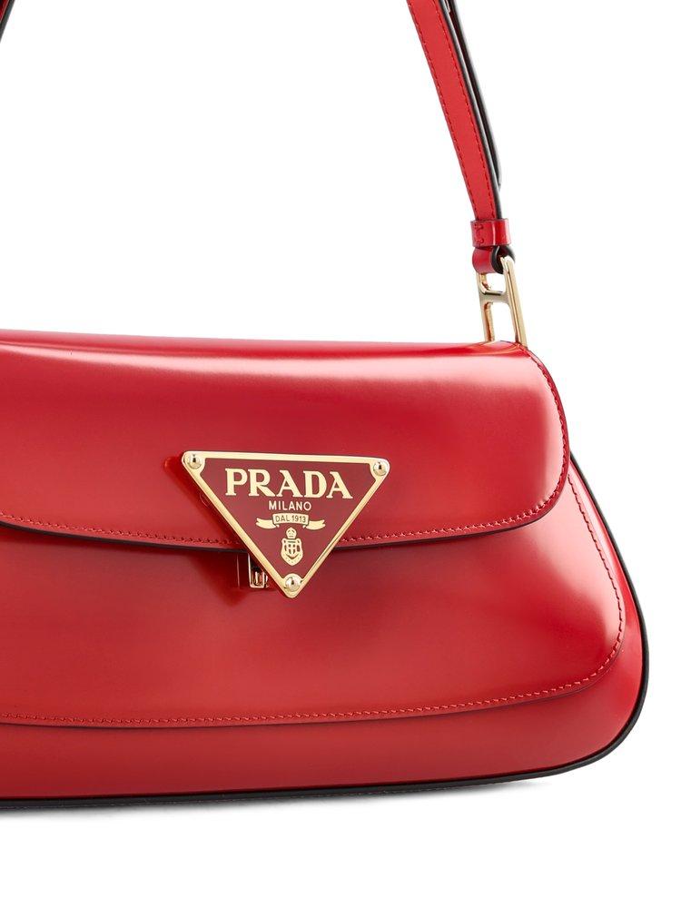 Prada Logo-plaque Shoulder Bag in Red