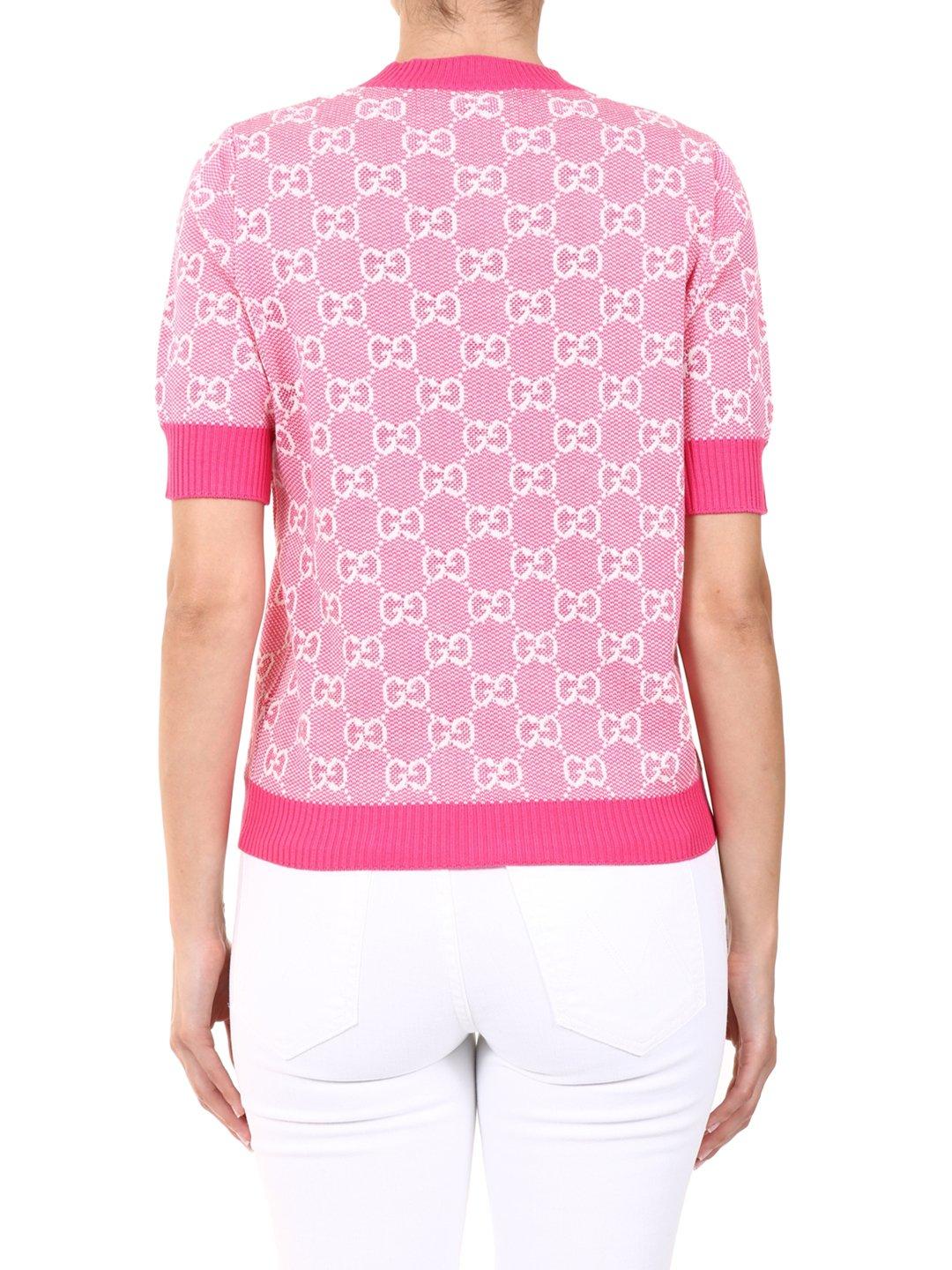 Gucci Wool Gg Knit Jumper in Pink | Lyst