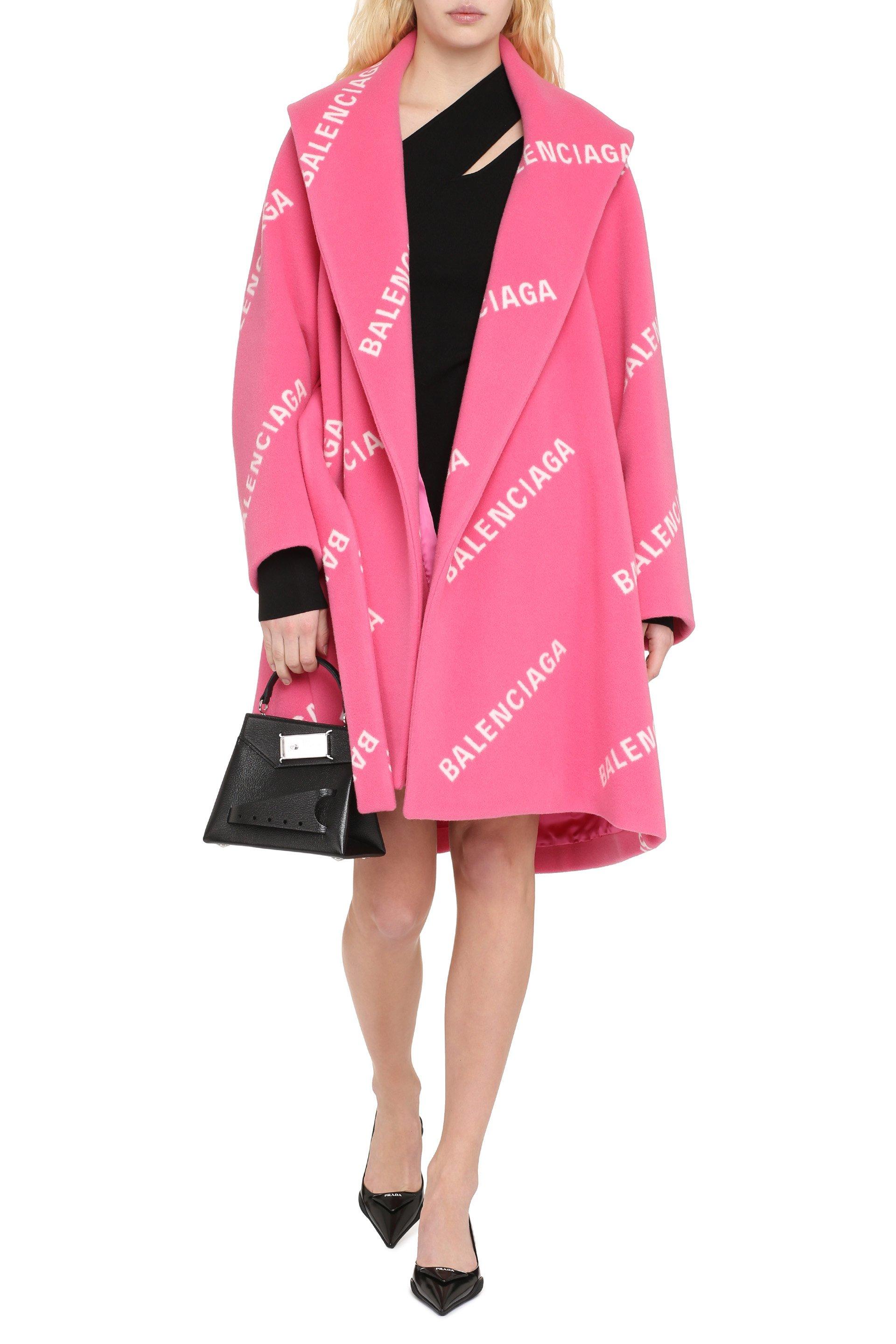Balenciaga Printed Wool Ble in Pink | Lyst