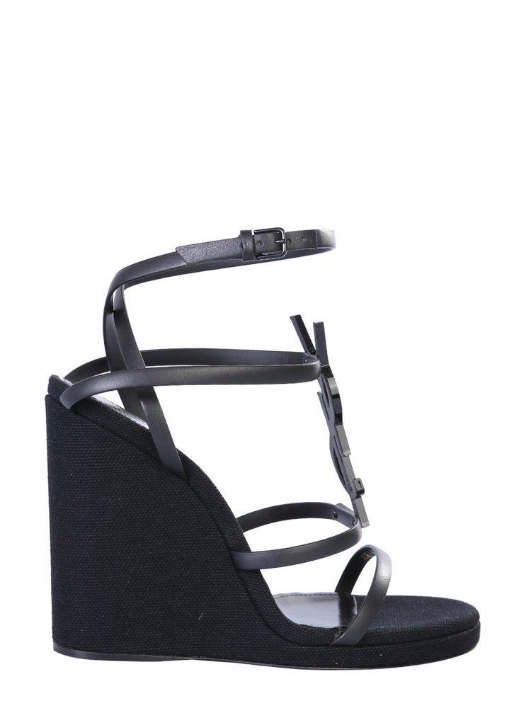 Saint Laurent Tribute Espadrille Wedge Sandals, $945, farfetch.com