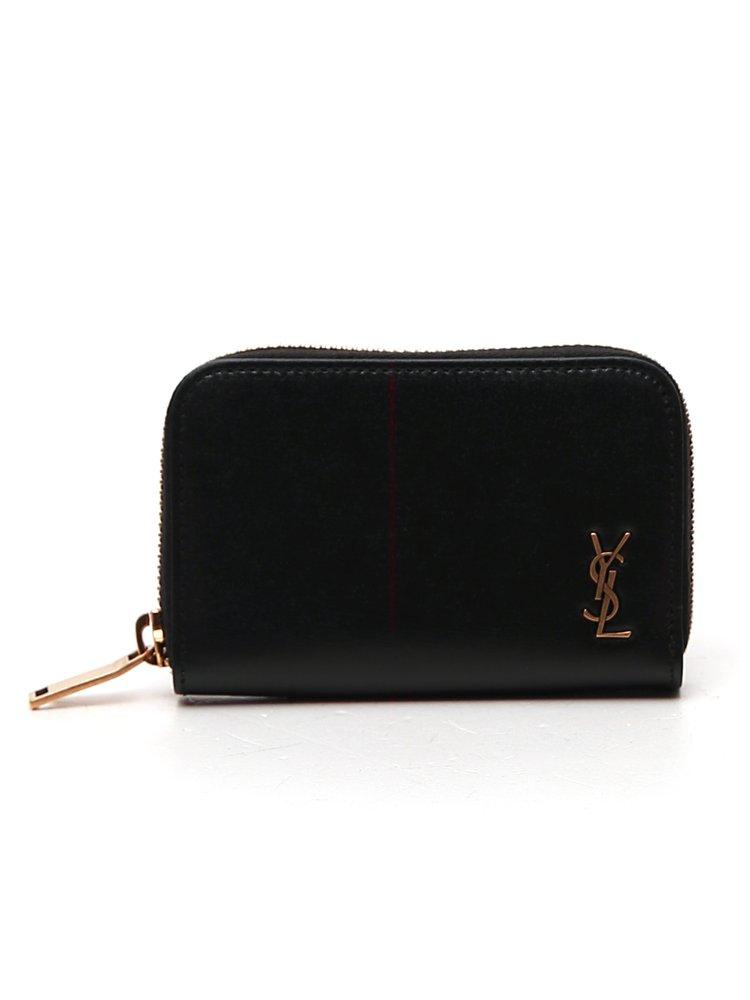 Saint Laurent Tiny Monogram Zip Wallet in Black