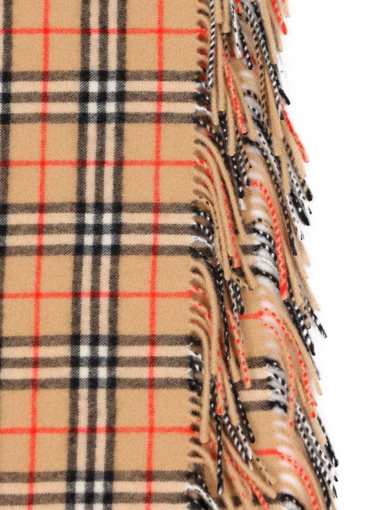 Burberry Nova-check Fringed Scarf in White | Lyst