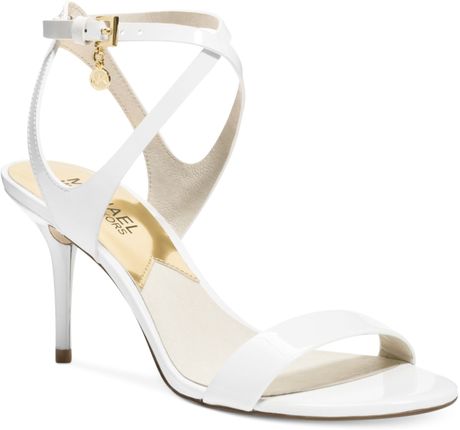Michael Kors Michael Kaylee Dress Sandals in White (Optic White Patent ...
