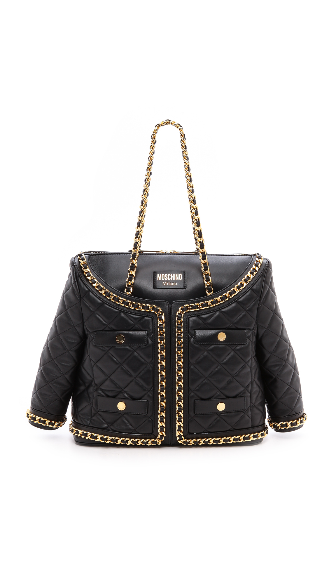 Moschino Quilted Jacket Leather Handbag Black Lyst