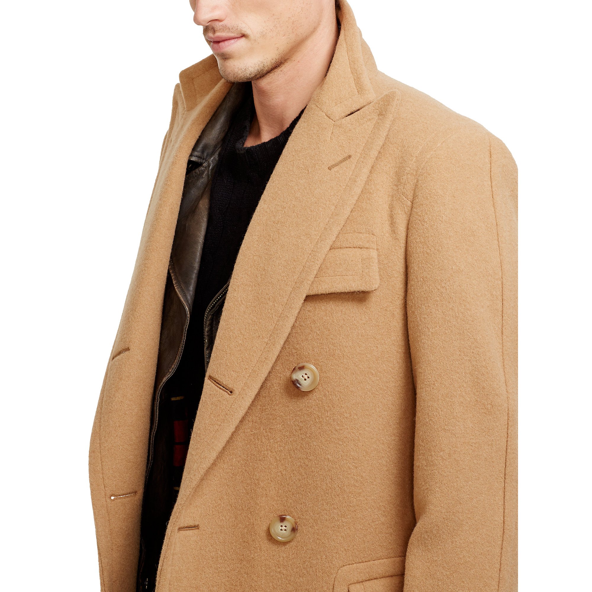 ralph lauren men's camel overcoat