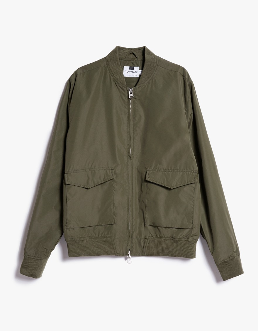 TOPMAN Olive Bomber Jacket in Green for Men Lyst