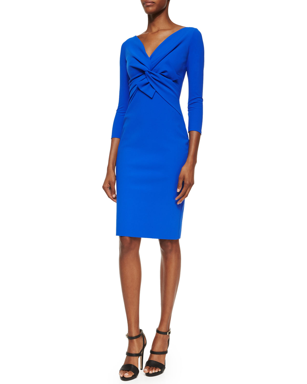 La petite robe di chiara boni Ilenia Twist-front Sheath Dress in Blue ...