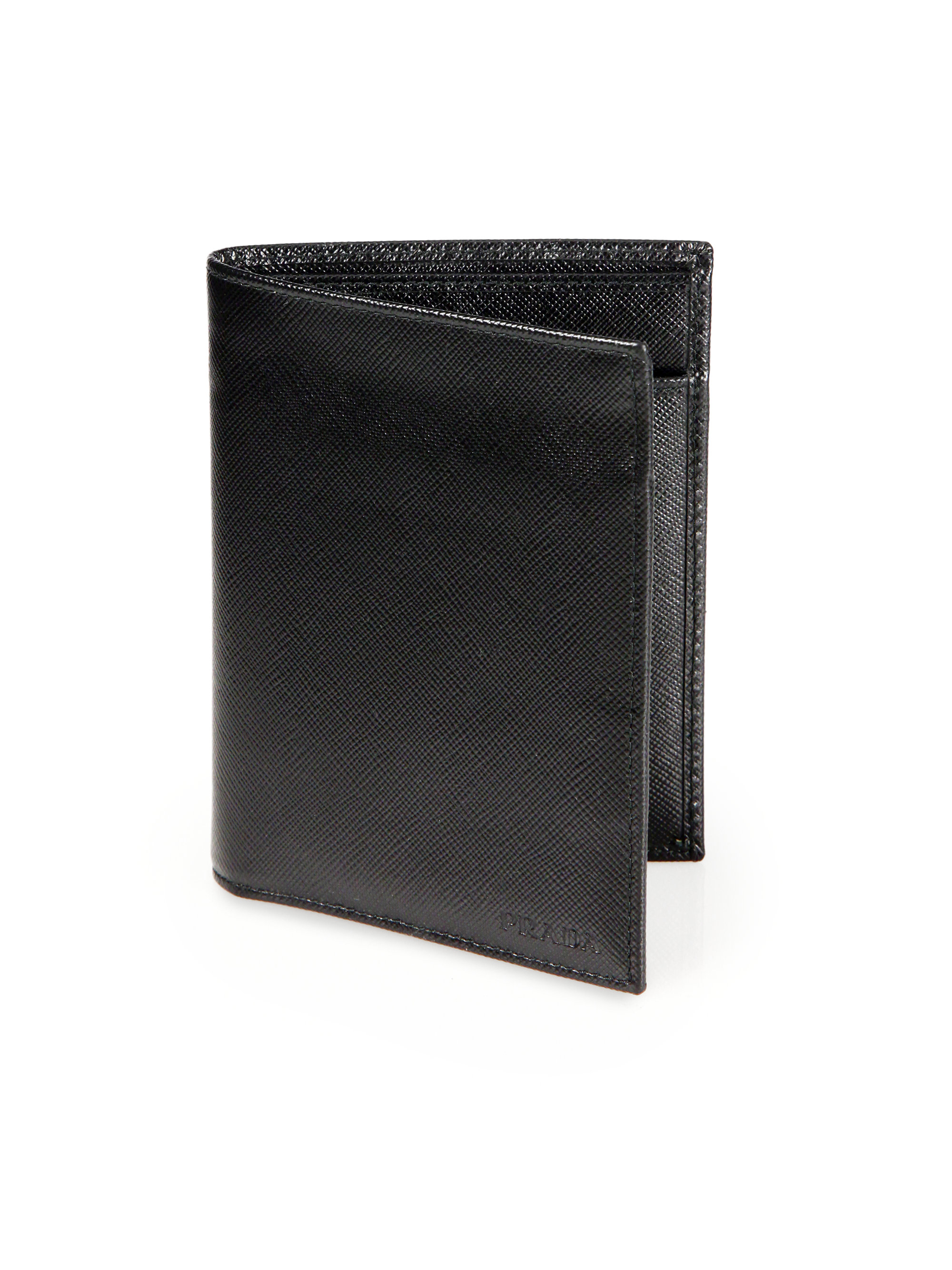 Prada Saffiano Leather Card Case in Black for Men | Lyst  