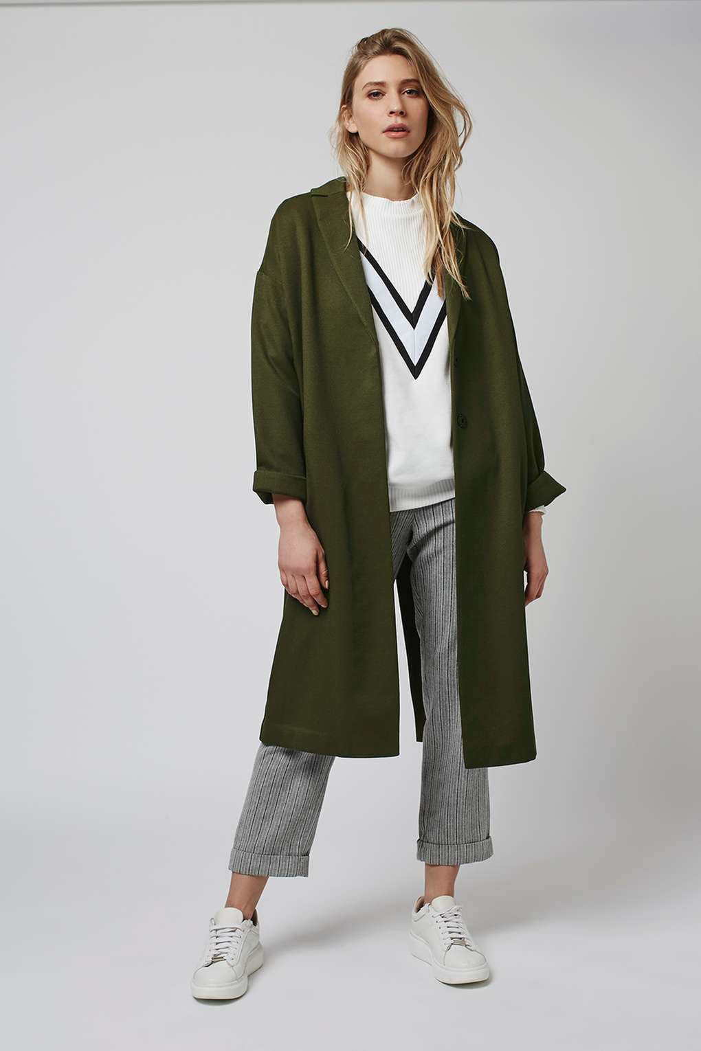 khaki green duster coat