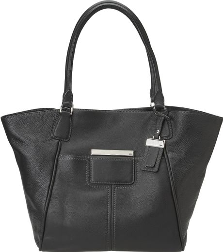 Nine West Gramercy Pebbled Leather Tote Bag in Black (BLACK LEATHER) | Lyst