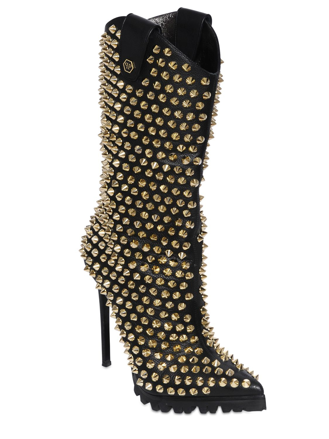 Philipp Plein 140mm Studded Nappa Leather Cowboy Boots in Black | Lyst