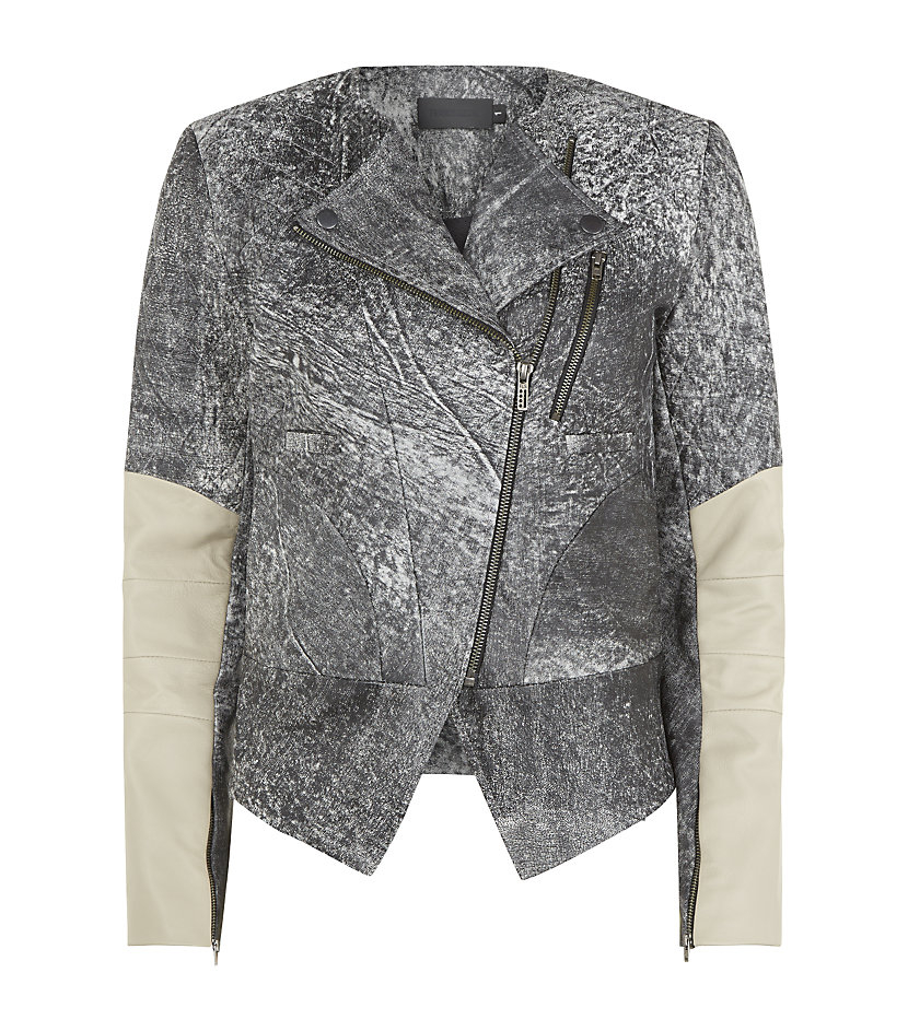 Francis Leon Acid Wash Leather Jacket In Gray Lyst Gallery