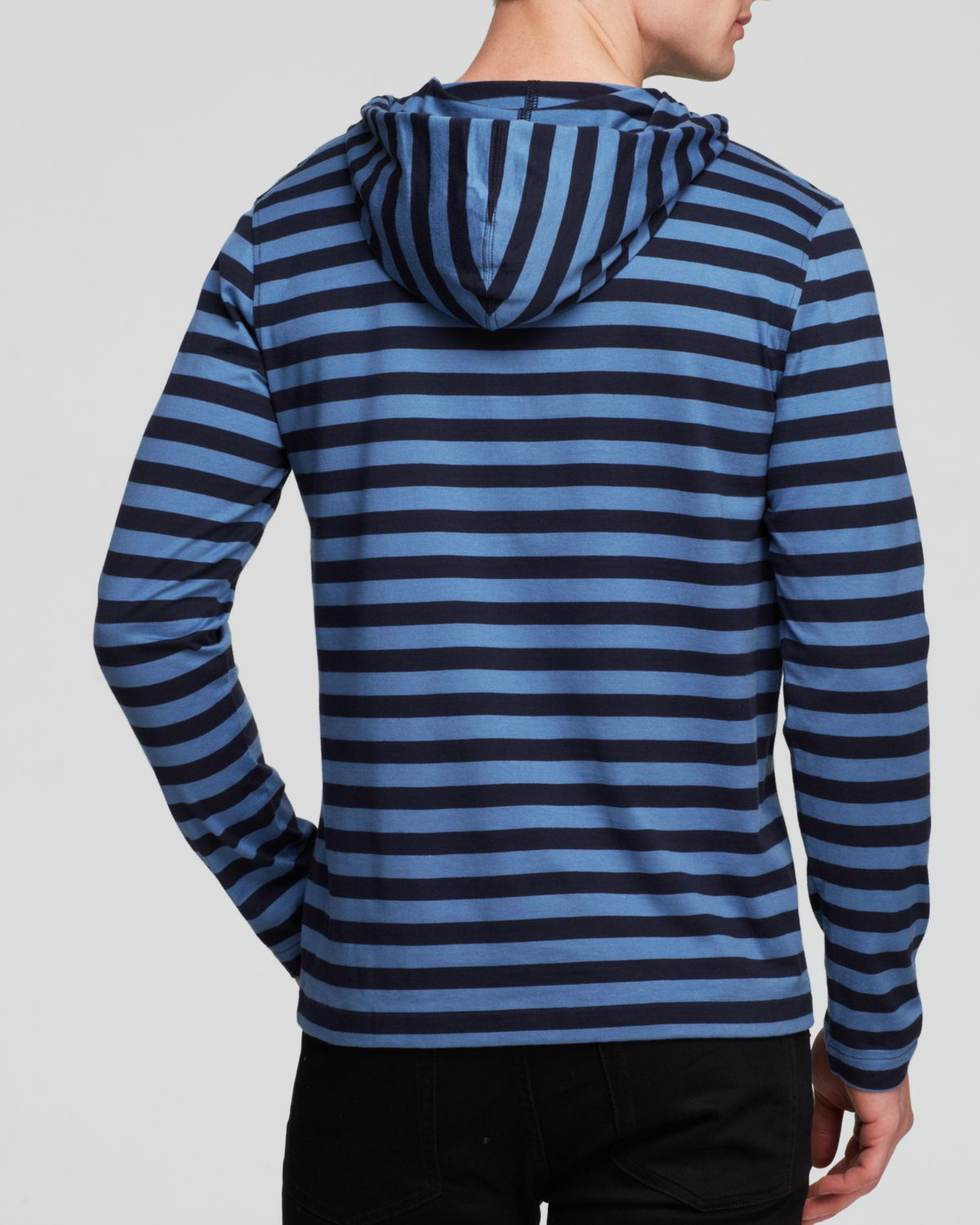 blue striped hoodie
