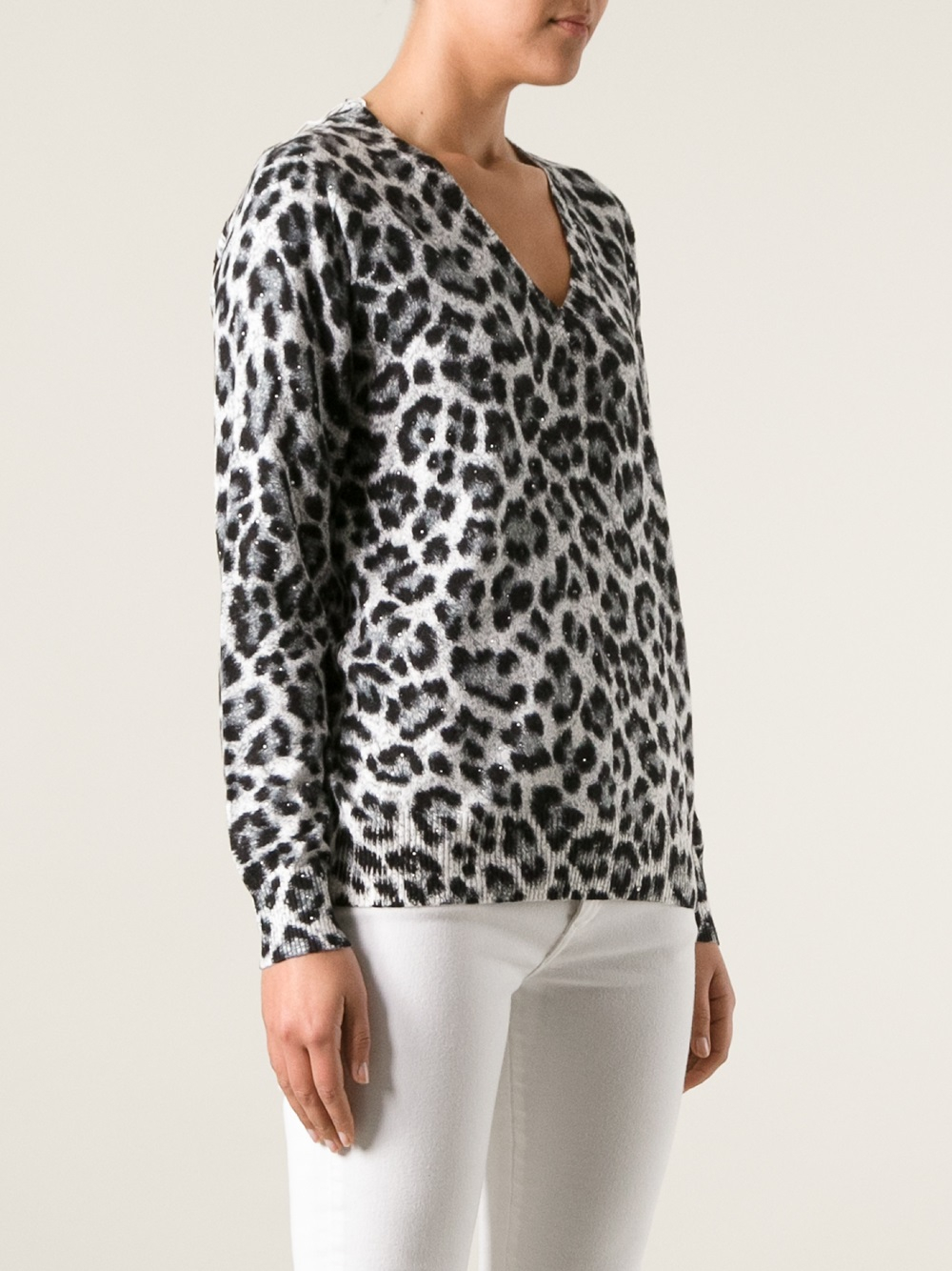 MICHAEL Michael Kors Leopard Print Sweater in Black