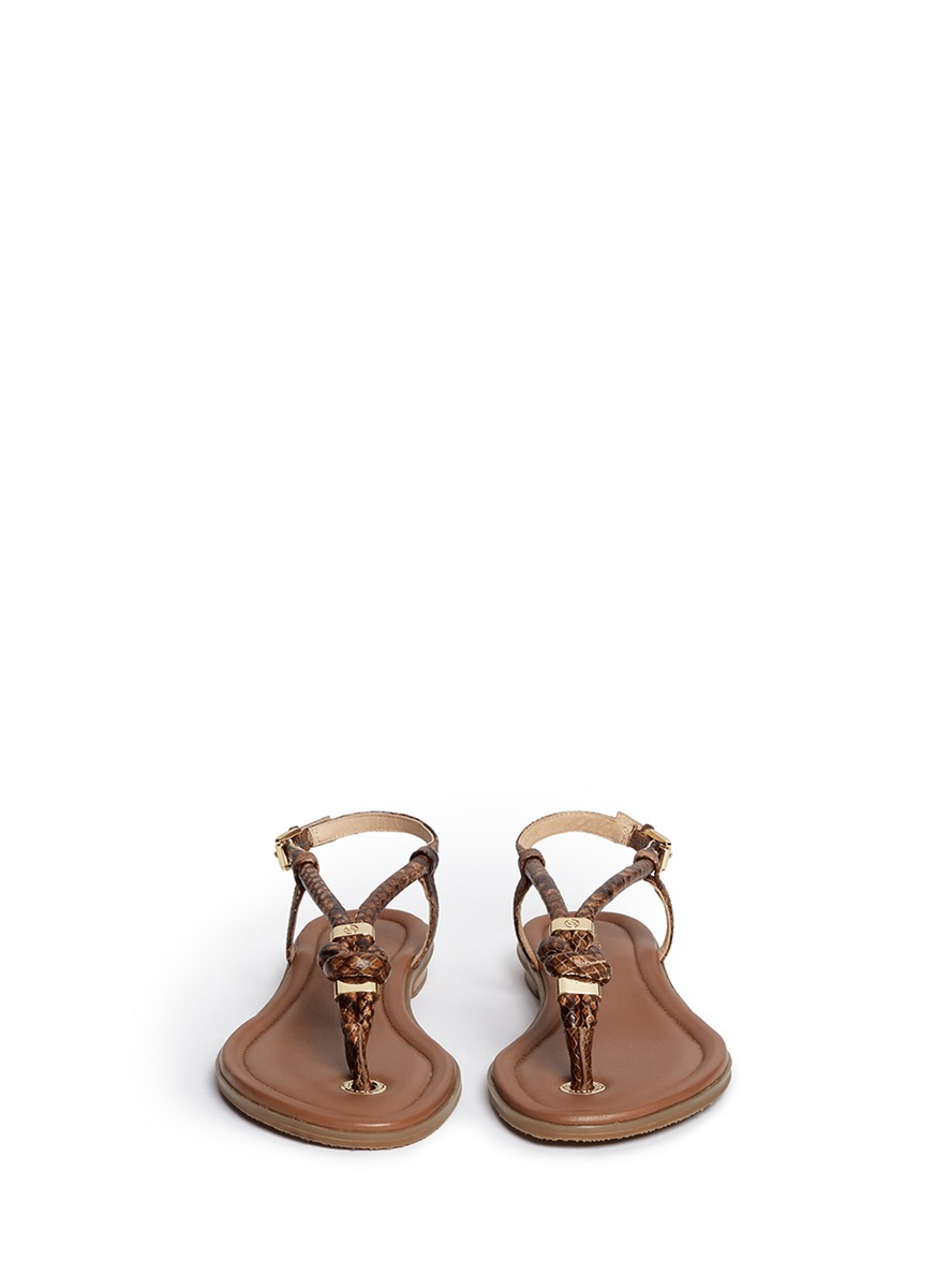 Michael Kors 'holly' Snakeskin Embossed Leather Rope Sandals in 