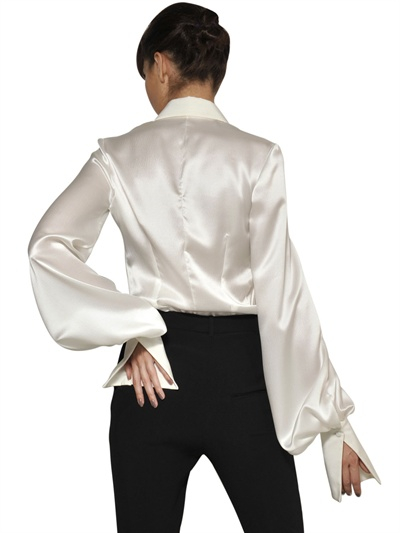 Alexander McQueen Silk Satin Shirt in White - Lyst