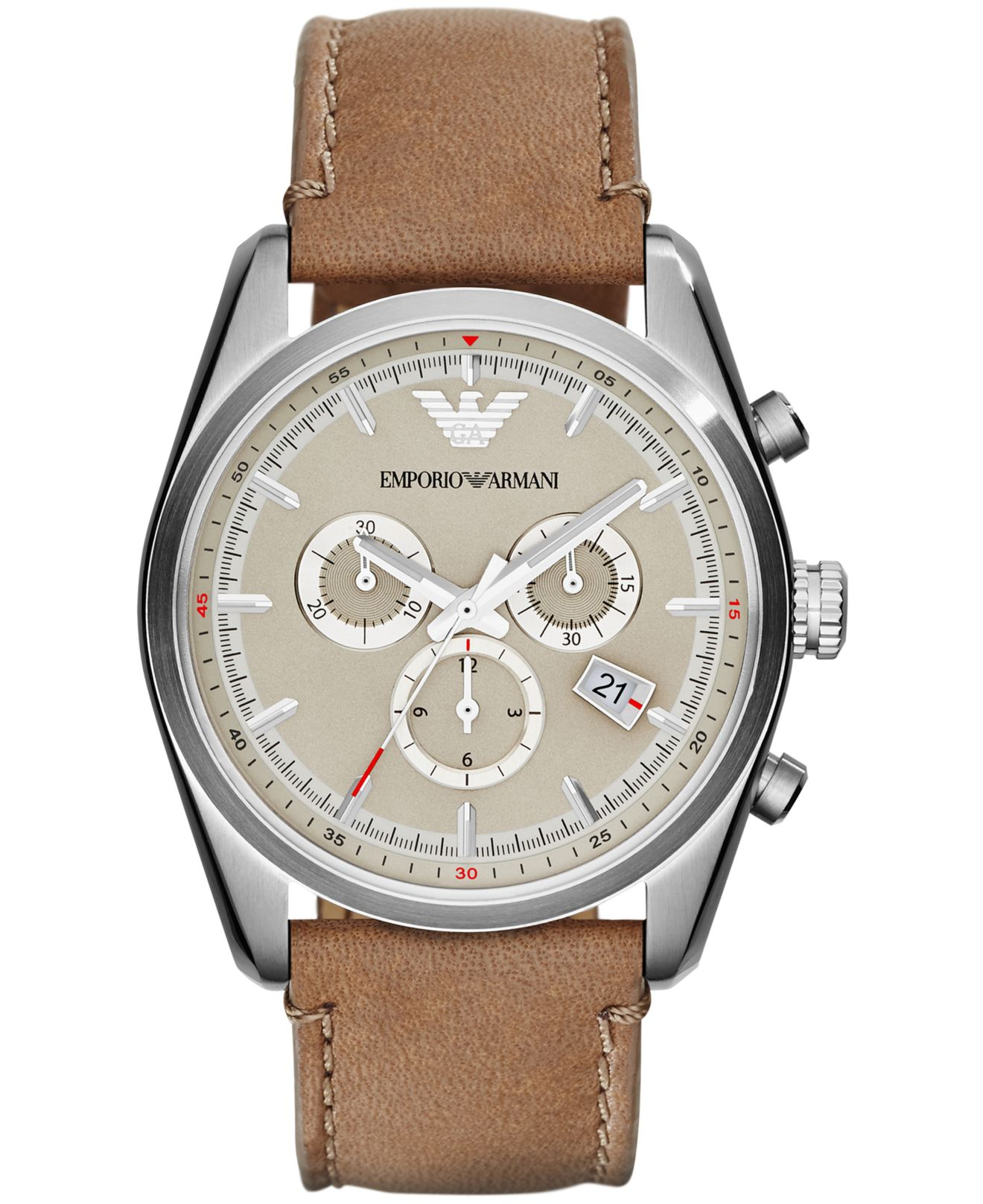 emporio armani watch brown leather strap