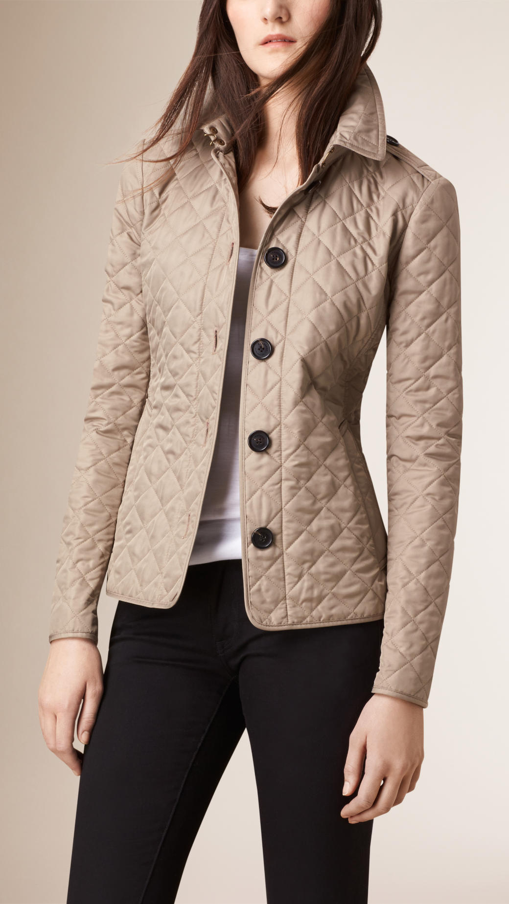Burberry Diamond Quilted Jacket in Mushroom (Natural) - Lyst