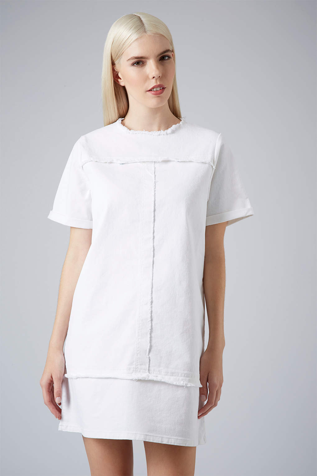 zara white denim dress