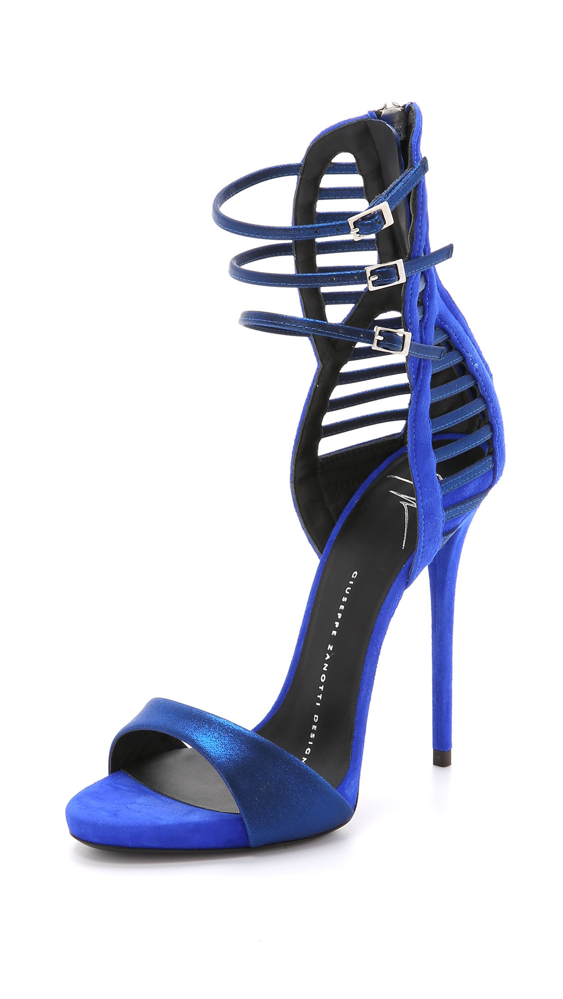 Giuseppe Zanotti Suede Strappy Heeled Sandals - Electric Blue | Lyst